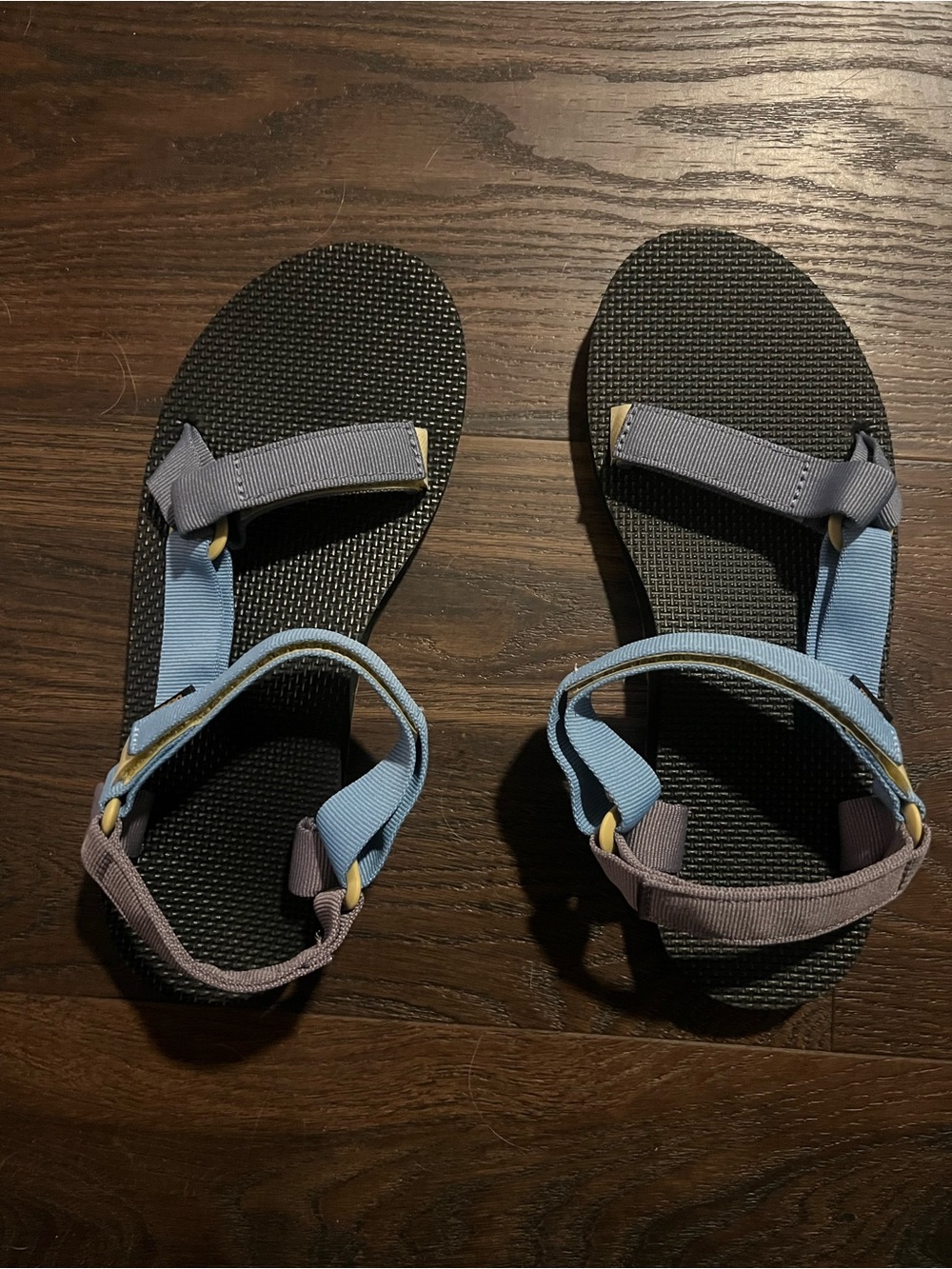 Teva Women's Black Sandals with Light Blue and Lavender Straps Never Worn
